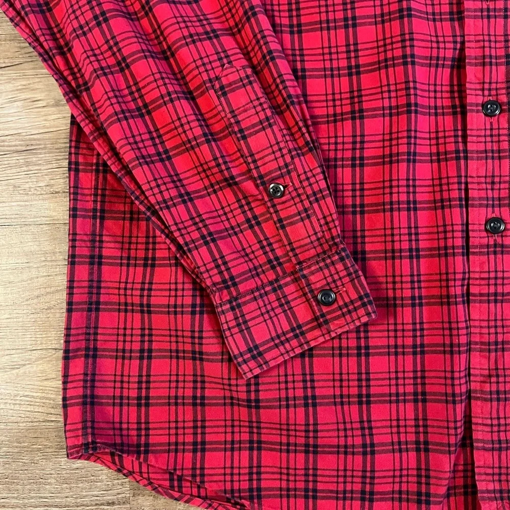 VTG Polo Ralph Lauren Cotton Whitfield Flannel Shirt Red Plaid Men Sz‎ Large C21